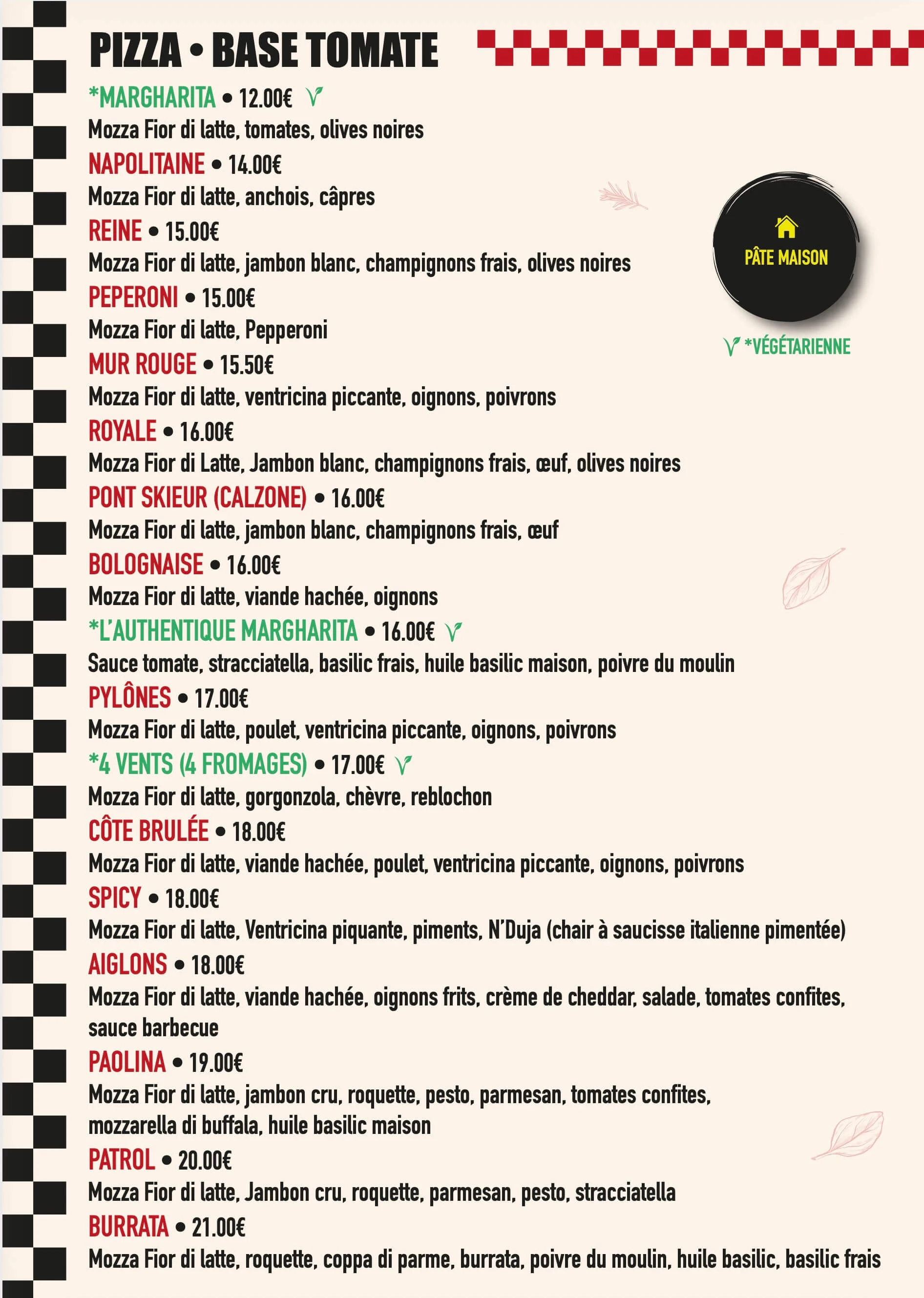 pizza-patrol.fr - Carte Pizza Base Tomate - Français